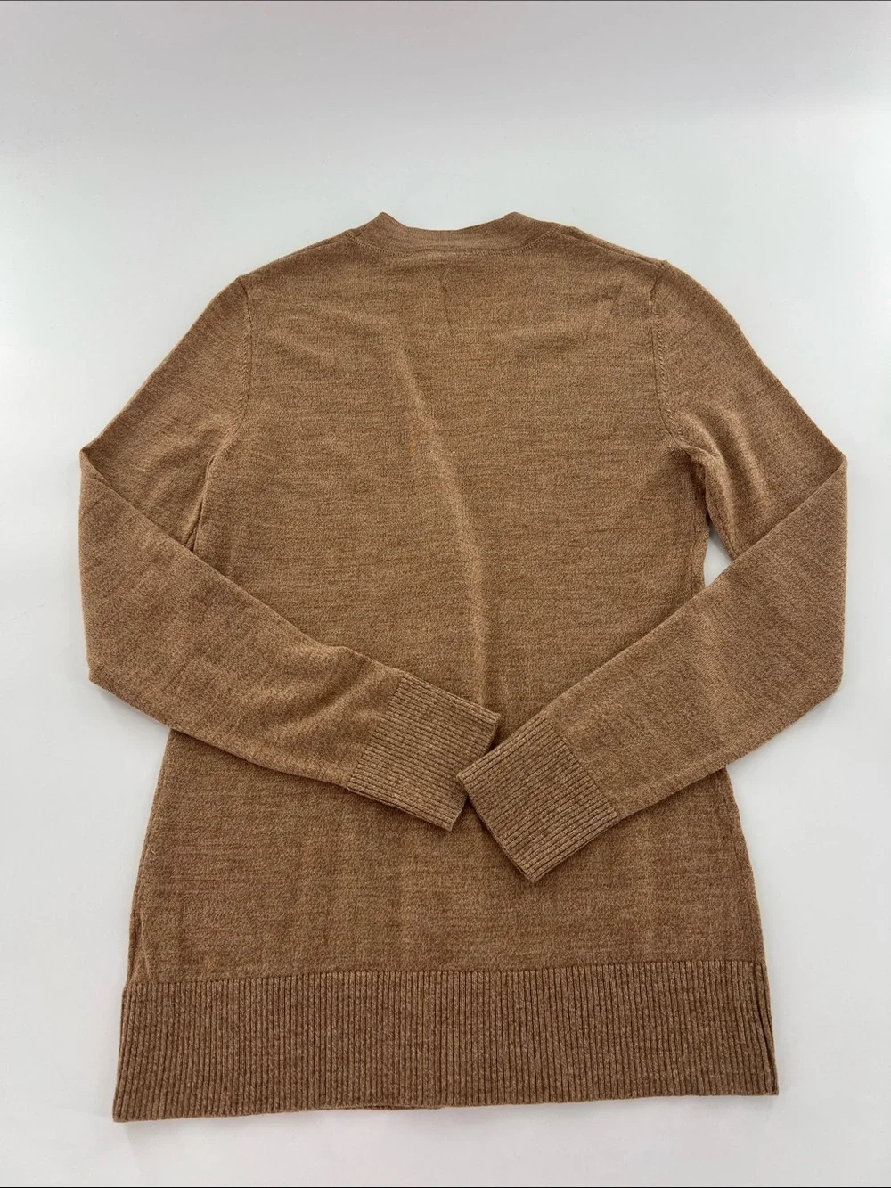 Tory Burch Neutral V‑Neck Button Front Cardigan Preppy Academia Classic Staple